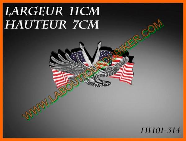 EMBLEME ADHESIF AIGLE USA 110mm...H01-314 Highway Hawk Emblem "Eagle USA-Flag" 11 cm for gluing emblem