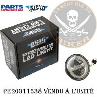 PHARE 145mm LED REFLECTEUR CHROME...PE20011538 DRAG SPECIALTIES HEADLIGHT 5.75" LED REFL ECE 20011538 / 0553014