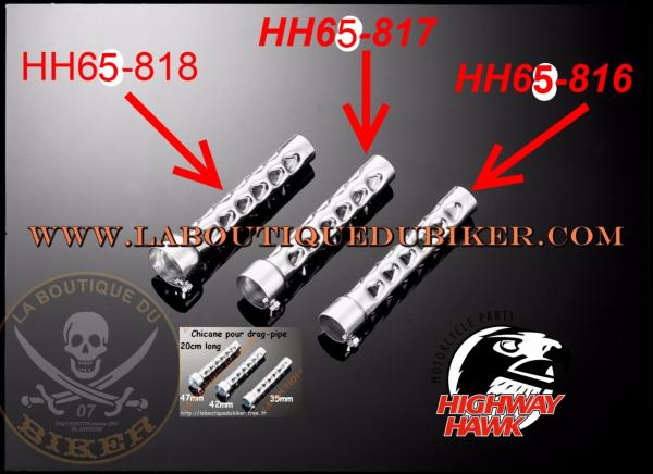 CHICANE EN DIAMETRE DE 35mm...H65-816 Highway Hawk Universal Motorcycle Exhaust Silencer Insert Baffle db killer d=35mm L=200mm #LABOUTIQUEDUBIKER