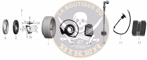ALLUMAGE N°02 STATOR EURO 2 / ALTERNATEUR POUR LES 125/350 SPYDER / DAYTONA / BOBBER