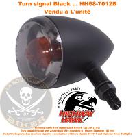 CLIGNOTANT HOMOLOGUE NOIR...H68-7012B Highway Hawk Turn signal "HD-Style" black E-mark 12V21W White lens/ Amber bulb M8 mounting (1 Pc)