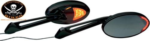 RETROVISEURS HARLEY AVEC CLIGNOTANT NOIR LA PAIRE...RIVCO PRODUCTS MIRROR LED LIGHTED UNIVER 06400658 / MIRLEDBK