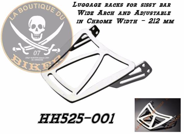 PORTE PAQUET POUR SISSI BAR 212mm HIGHWAY WIDE ET ARCH CHROME...H525-001 Highway Hawk Luggage Rack for Highway Hawk Sissy Bars chrome