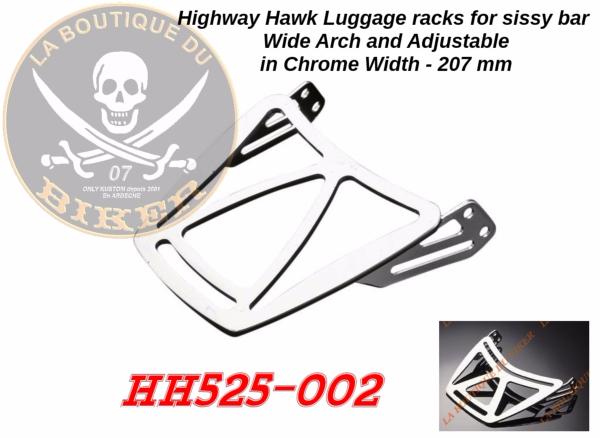 PORTE PAQUET POUR SISSI BAR 207mm HIGHWAY WIDE ET ARCH CHROME...H525-002 Highway Hawk Luggage Rack for Highway Hawk Sissy Bars chrome