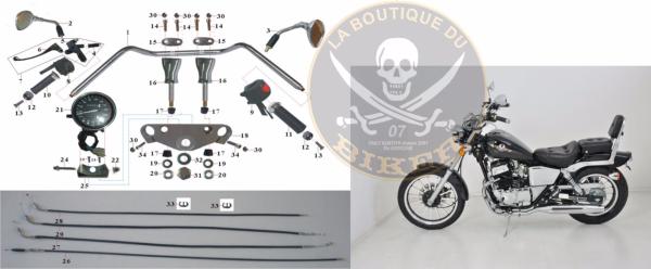 VASTRO RAPTOR 125...GUIDON CABLES COMPTEUR N°29	SPORTSTERFIG05-29	 CABLE DE GAZ ALLER