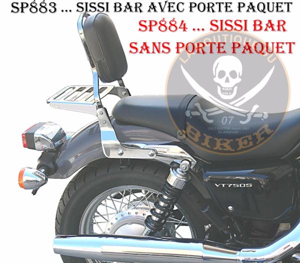 SISSY BAR HONDA VT750 S AVEC PORTE PAQUET NOIR HAUTEUR 35cm...SP883NE NOIR LABOUTIQUEDUBIKER