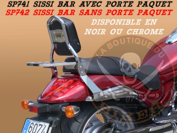 SISSI-BAR SUZUKI M1800 BOULEVARD M109R...AVEC PORTE PAQUET NOIR..SP741NE NOIR HAUTEUR 35cm