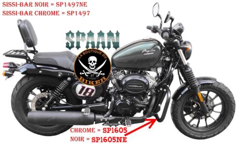 BARRE de PROTECTION MOTEUR HYOSUNG 125 AQUILA BOBBER NOIR.SP1605NE A PARTIR NUMERO KM4MC12V1K3102025