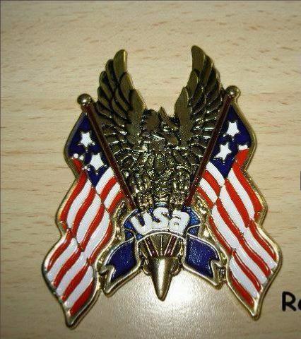 EMBLEME ADHESIF AIGLE USA...H01-310 Highway Hawk Emblem "Eagle USA-Flag" in gold 5.50 cm for gluing emblem