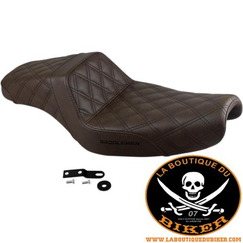 SELLE HD SPORTSTER 2004-2022 RÉSERVOIR 12.50 Litres SADDLEMEN SEAT STEP UP LS FRONT LATTICE BROWN...PE08040722  / 807-11-175BR