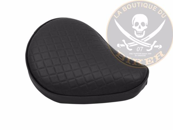 SELLE SOLO UNIVERSEL SMALL NOIR...H53-184 Highway Hawk Motorcycle solo seat universal "Bobber Style" synthetic leather black with stitch pattern length 320 mm width 250 mm