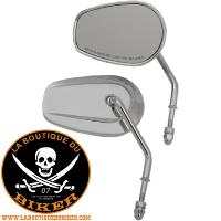 RETROVISEURS HARLEY CHROME TIGE 10cm LA PAIRE...DRAG SPECIALTIES MIRRORS REPL SHRT STM CHR 06401307 / M60-6385C