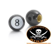 BOUCHONS DE VALVE Highway Hawk Valve stem "Black 8" black 2 pieces for motorcycles and cars...H01-127B LA BOUTIQUE DU BIKER