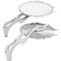 RETROVISEURS HARLEY CHROME FLAM OVAL 15.2cm LA PAIRE...PE06400484 DRAG SPECIALTIES MIRROR KIT FLAME OVAL W/ FLAME STEMS CHROME/CHROME 76826C