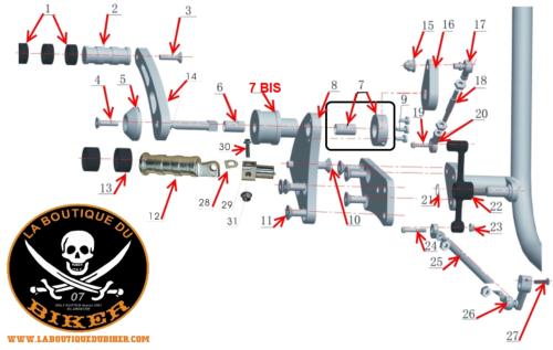 SELECTEUR DAYTONA  / BOBBER / SPYDER N°07BIS ENTRETOISE DE LEVIER