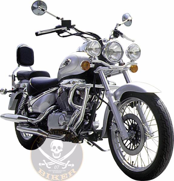 SISSI-BAR SUZUKI VL125 / VL250 INTRUDER...HAUTEUR 35cm AVEC PORTE PAQUET...SP413 CHROME  LA BOUTIQUE DU BIKER