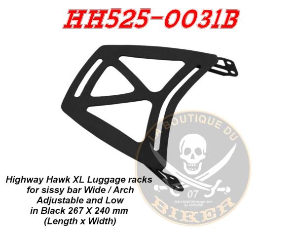 PORTE PAQUET POUR SISSI BAR 267mm HIGHWAY HAWK NOIR...H525-0031B Highway Hawk Luggage Rack XL for Highway Hawk Sissy Bars black