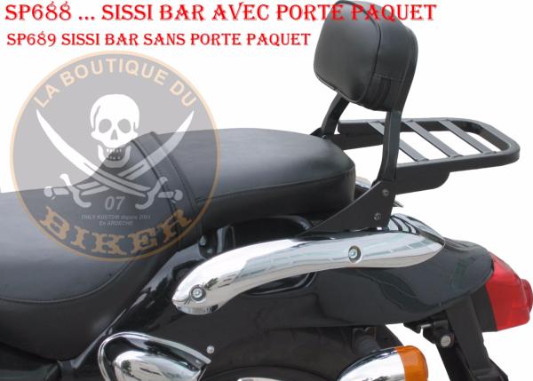 SISSI-BAR KYMCO 125 ZING 2 DARKSIDE NOIR...SANS PORTE PAQUET NOIR...SP689