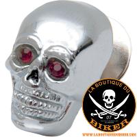 BOULON TETE DE MORT CHROME...DS190485 L'UNITé...DRAG SPECIALTIES SM CHR SKULL W/RED EYE DS190485 / 74401R