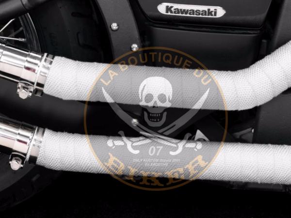 BANDE POUR ECHAPEMENT BLANCHE 50mm X 15M...H65-100 Highway Hawk Heat protection Exhaust Wrap motorcycle glass fabric white 15m...LA BOUTIQUE DU BIKER
