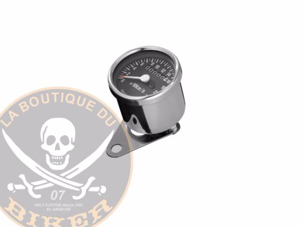 COMPTEUR KILOMETRIQUE 60mm FOND NOIR ..H67-116 Highway Hawk Speedo complete with mounting bracket - 60 mm...LA BOUTIQUE DU BIKER