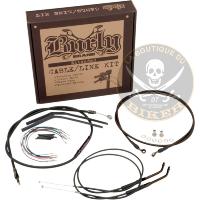 HARLEY FXD 2007-2011...KIT DE CABLES COMPLET POUR GUIDON APE de 35.50cm...PE 06100496 BURLY BRAND CABLE KIT 14" BLACK VINYL STAINLESS STEEL HANDLEBAR W/O ABS B30-1040