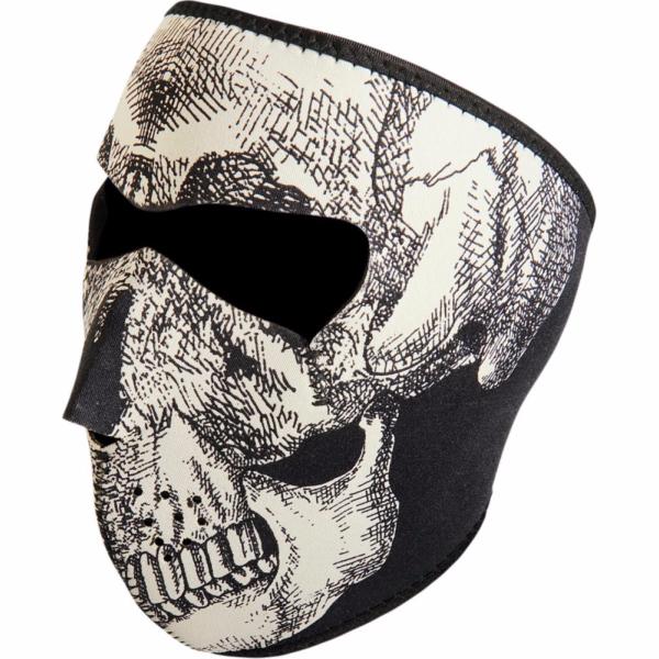 MASQUE NEOPRENE...PE25030068 ZAN HEADGEAR FACE MASK SKULL FACE GLOW 25030068 / WNFM002G...LA BOUTIQUE DU BIKER