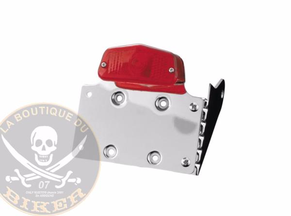 PLAQUE LATERALE UNIVERSEL + FEU ARRIERE LUCAS...H68-314 Highway Hawk Taillight "Lucas" with Universal side mount license plate holder - chrome