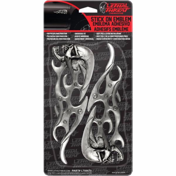EMBLEME ADHESIF...LETHAL THREAT EMBLEM TRIBAL SKULL 2PK 43201538 / LT88670...LA BOUTIQUE DU BIKER