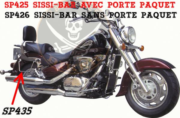 SISSI-BAR SUZUKI VL1500 LC INTRUDER + C1500 JUSQUA 2010...HAUTEUR 35cm AVEC PORTE PAQUET...SP425 CHROME  LA BOUTIQUE DU BIKER