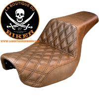 SELLE HD DYNA FXD/FXDWG/FLD 2006-2017 SADDLEMEN 2-UP SEAT STEP UP FRONT|REAR SADDLEHYDE™ BROWN...PE08030568