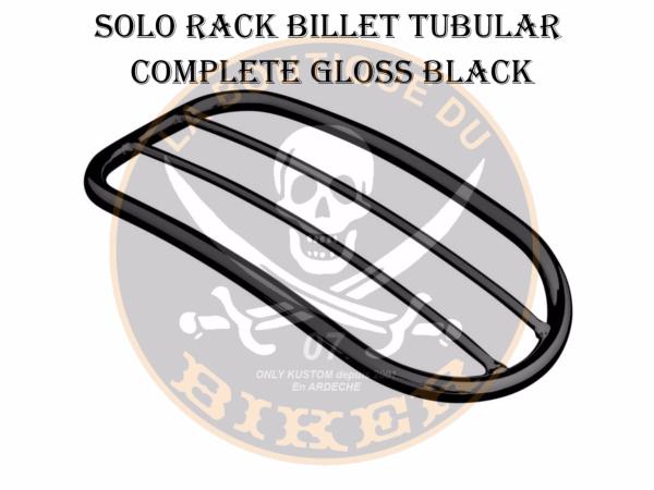 PORTE PAQUET HARLEY DAVIDSON SOLO RACK BILLET COMPLETE GLOSS BLACK...H667-0131BK Highway Hawk Solo Rack "Tubular" gloss black - complete with mounting bracket for Harley-Davidson