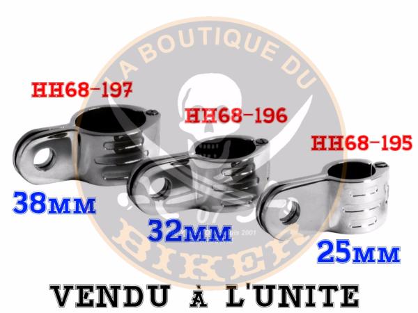 COLLIER EN DIAMETRE 38 CHROME...H68-197 Easy Clamp / 38mm / chrome for fiitment of Footpegs or Spotlight Kits/ 1pc