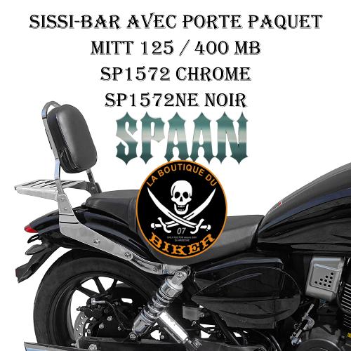 SISSY BAR AJS MOTORCYCLES Highway Star 125...HAUTEUR 35cm AVEC PORTE PAQUET...SP1572NE NOIR..LABOUTIQUEDUBIKER