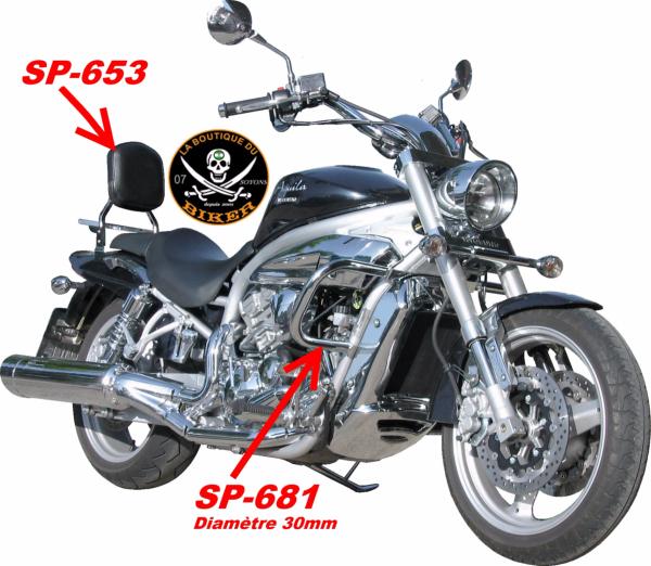 BARRE de PROTECTION MOTEUR HYOSUNG 650 AQUILA GV...SP681NE NOIR...SPAAN LA BOUTIQUE DU BIKER