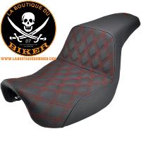 SELLE HD DYNA FXD/FXDWG/FLD 2006-2017 SADDLEMEN SEAT LS-STEP UP LATTICE RED...PE08030593  / 806-04-172RD