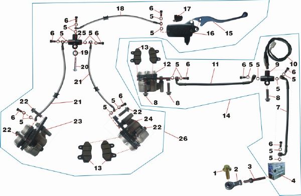 SYSTEME FREIN N°13 PLAQUETTES DE FREIN AVANT  REGAL RAPTOR / LEONART POUR LE BI-CYLINDRE