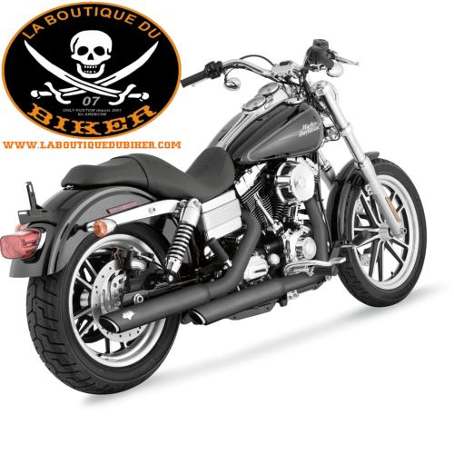 POTS HARLEY DYNA1999-2017 VANCE & HICES MUFFLER TWIN SLASH 3" NOIR MAT...VH46837