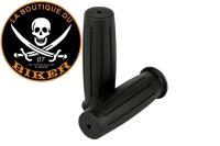 POIGNEES POUR GUIDON DE 22...TYPE CAOUTCHOUC NOIR...H45-1203B Highway Hawk Handgrips "Vintage Black" for 7/8" (22 mm) handlebars without throttle assembly - without removable end-caps