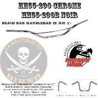 GUIDON EN 25 HARLEY Beach-bar Handlebar 25 mm (1") CHROME...H55-290 Highway Hawk Handlebar "Venice Beachbar" 940 mm wide 80 mm high for "1" (25,4 mm) clamping with 3 holes chrom...LA BOUTIQUE DU BIKER