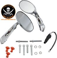 RETROVISEURS HARLEY AVEC CLIGNOTANT CHROME LA PAIRE...KURYAKYN T/SGNLMIRROR,FLAT GLASS DS302061 / 1431