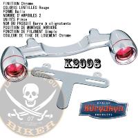 BARRE DE CLIGNOTANTS ARRIERE KURYAKYN CHROME...K2098 KURYAKYN BILLET LT W/SIGAL BAR 20400421 / 2098...LA BOUTIQUE DU BIKER