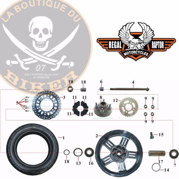 ROUE AR SPYDER 125/350...N°02 JANTE ARRIERE 3.75X16