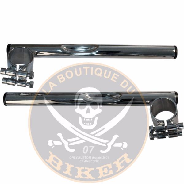 GUIDON BRACELET EN 22 POUR FOURCHE de 35MM...CHROME...PE06012444 EMGO HANDLEBAR 7/8" CLIP-ON CHROME  / 23-93121