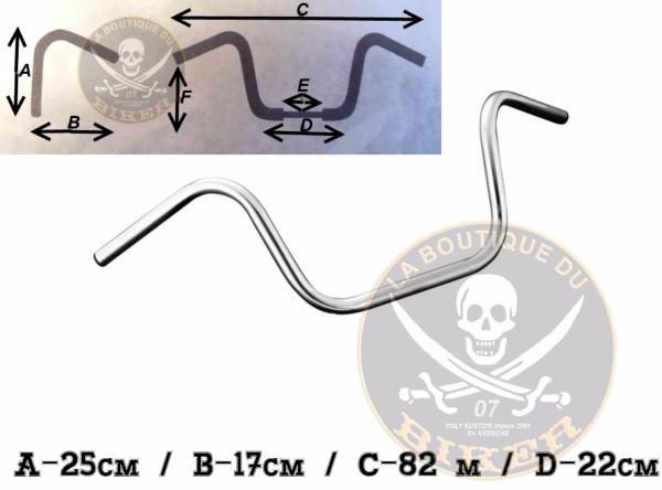 GUIDON EN 25 HARLEY HAUTEUR 25CM APEHANGER CHROME...H55-232 Highway Hawk Handlebar "Street Low" 820 mm wide 250 mm high for "1" (25,4 mm) clamping with 3 holes chrome TÜV...LA BOUTIQUE DU BIKER