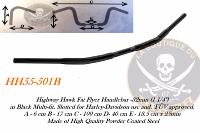 GUIDON EN 25/32 HARLEY FAT FLYER NOIR...H55-501B Highway Hawk Handlebar "Fat Flyer" 1000 mm wide for "1" (25,4 mm) clamping with 3 holes dull black TÜV