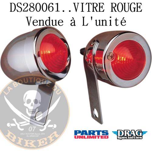 VITRE POUR CLIGNOTANT BULLET ROUGE...DRAG SPECIALTIES BULLET LITE REPL LENS RED DS280061 / 165074-HC3
