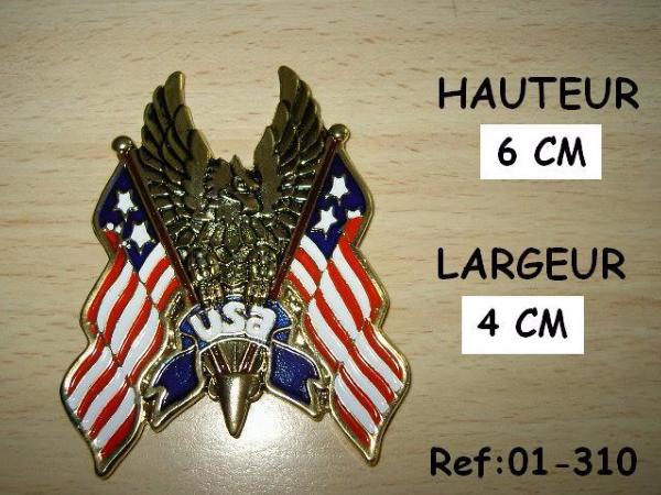 EMBLEME ADHESIF AIGLE USA...H01-310 Highway Hawk Emblem "Eagle USA-Flag" in gold for gluing emblem
