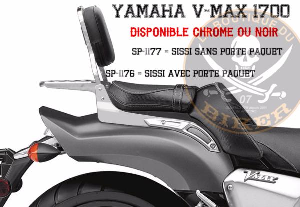 SISSI-BAR YAMAHA V-MAX 1700 SANS PORTE PAQUET NOIR HAUTEUR 35cm..SP1177NE35..SPAAN LABOUTIQUEDUBIKER