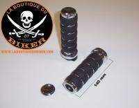 POIGNEES POUR GUIDON DE 25...H45-0180 Highway Hawk Handgrips "Air" for 1" (25,40 mm) handlebars with throttle assembly - with removable end-caps